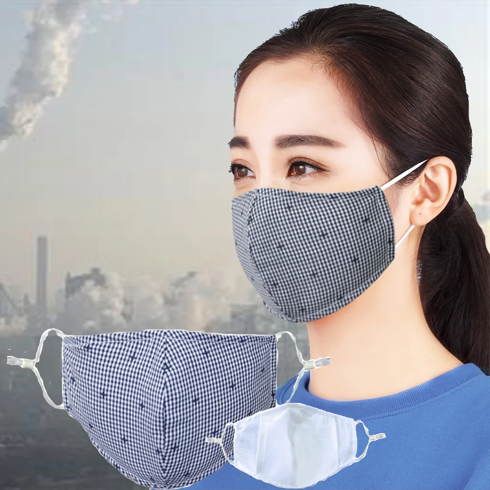 

Anti-Dust PM2.5 Anti Pollution Mask Fashion Cotton Mouth Mask Cloth Reusable Face Protection Mask Replaceable Filter Paper