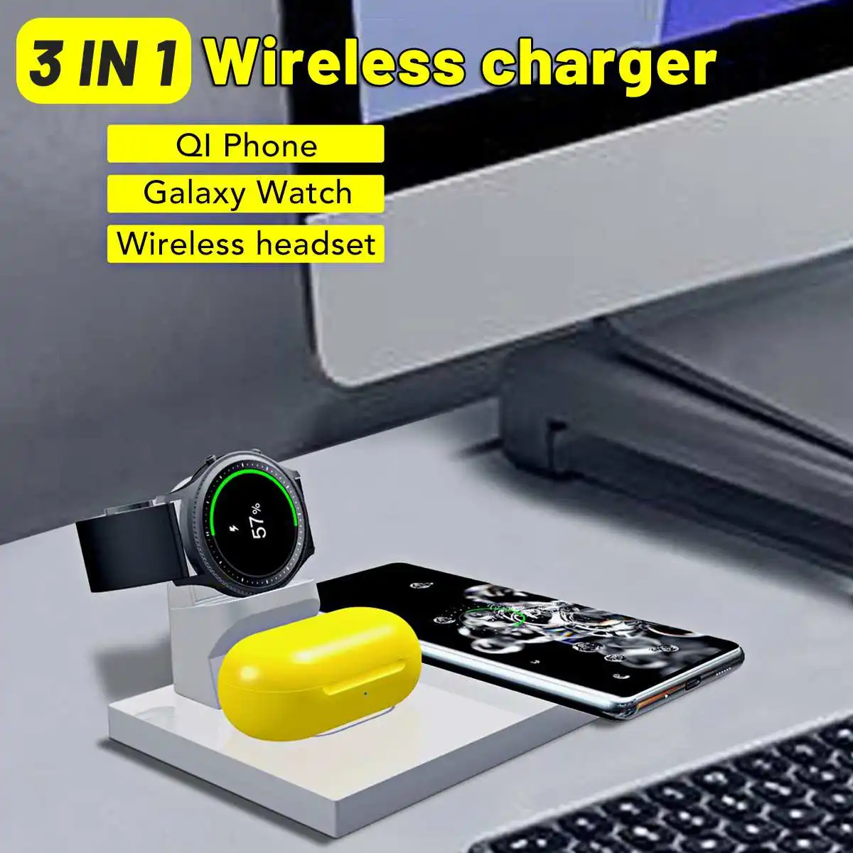 5W 7 5W 10W QI Wireless Charger Dock Mobile Phone Headphone Charger Fast Charging Holder Stand For Samsung Buds For Galaxy Watch