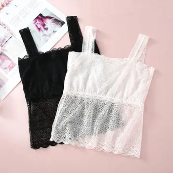 

ETOSELL Large Size Women Lace Top Sexy Female Push Up Hollow Underwear Tanks Solid Slim Intimates Vest Tops Ladies Camisoles