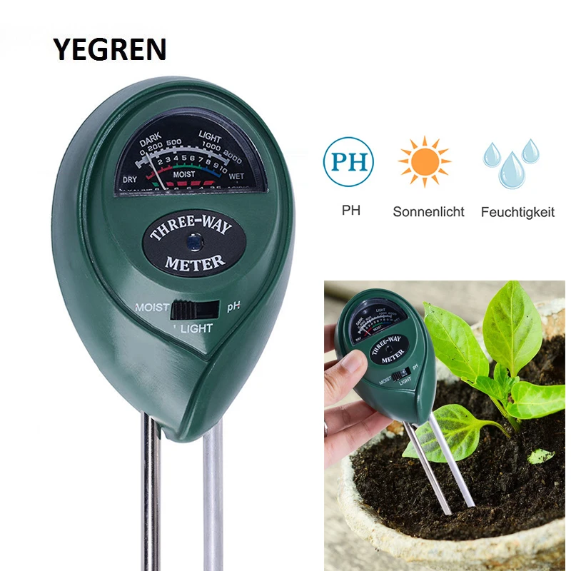

3 in 1 Soil Test Instrument PH Tester Flowers Planting Soil Hygrometer Moisture Tester Sunlight Detector Tool