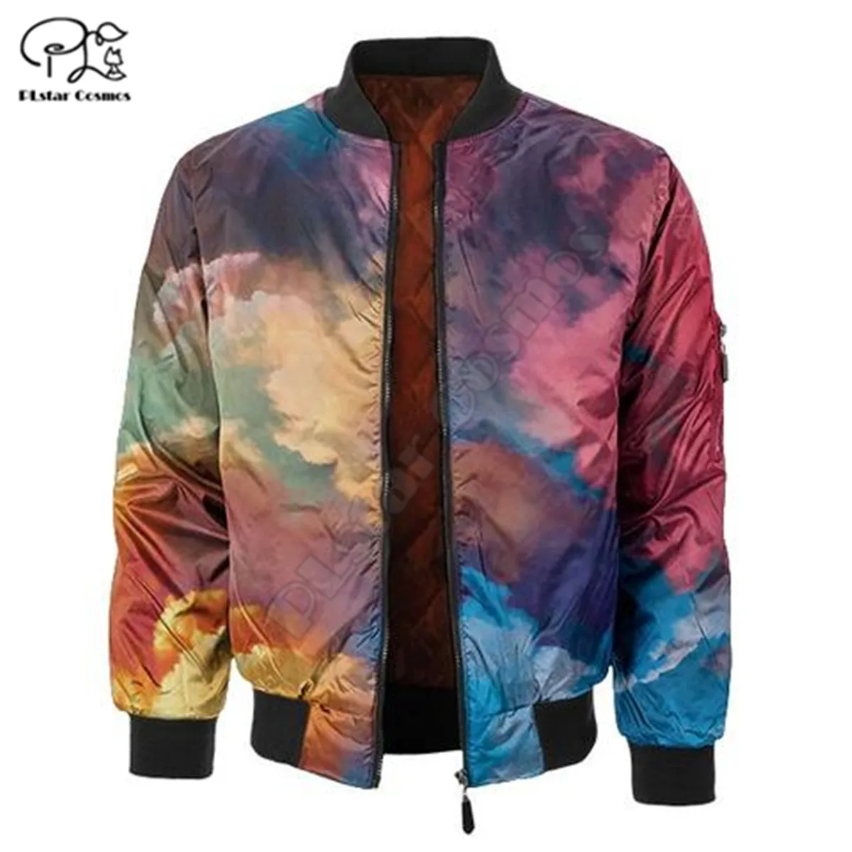 Mens Unisex 3d Rocket Abstract Jackets  Print zipper Flight Jacket casual unisex Harajuku women Streetwear thick coat