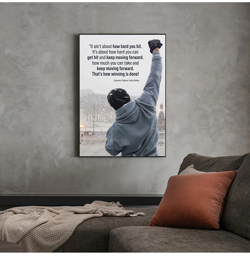 Canvas Printing Posters and Prints Motivational Posters Wall Art for Bedroom Decor Black White Rocky Balboa Boxing