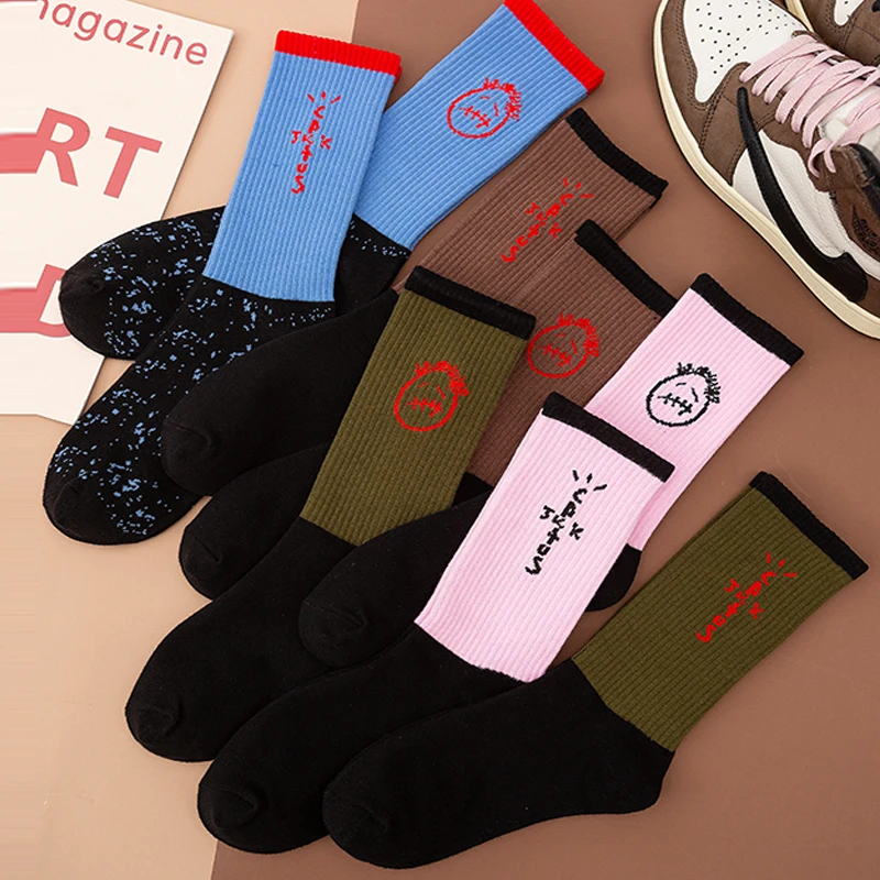 Men socks Travis Scott Skate Crew Socks Men Sport Travis Scott Cactus Jack Bandanas Socks Streetwear Hip Hop gifts for men