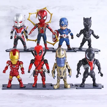 

Marvel Avengers Thanos Captain America Iron Man Spiderman Deadpool Black Panther Venom Ant Man PVC Figures Toys 8pcs/set