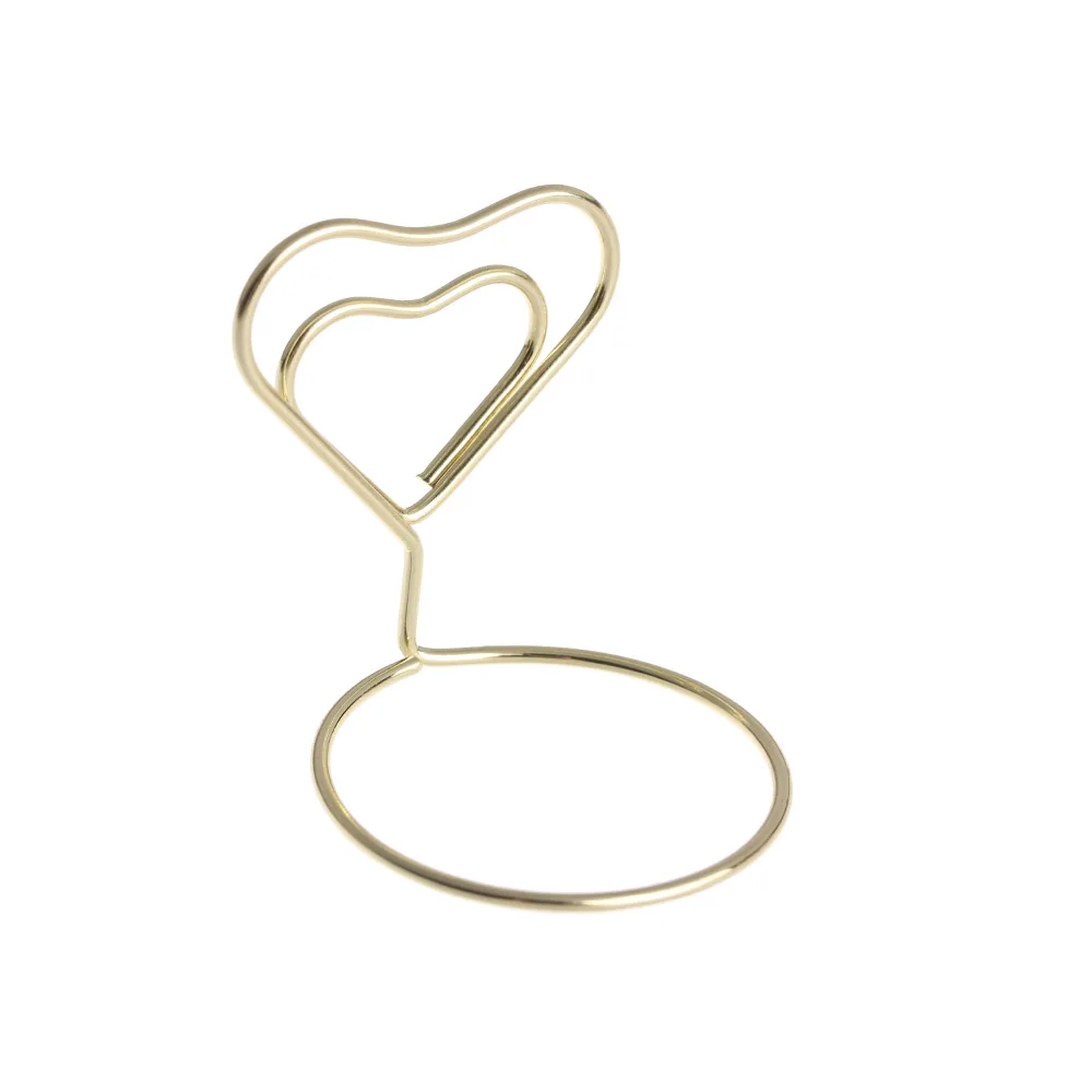 1 шт. держатель для карт для свадебной вечеринки, настольный декор, романтическое кольцо в форме сердца, зажим для фото, настольная подставка с номером, памятка, клещи, зажимы, подставка - Цвет: style3-1pc	Gold