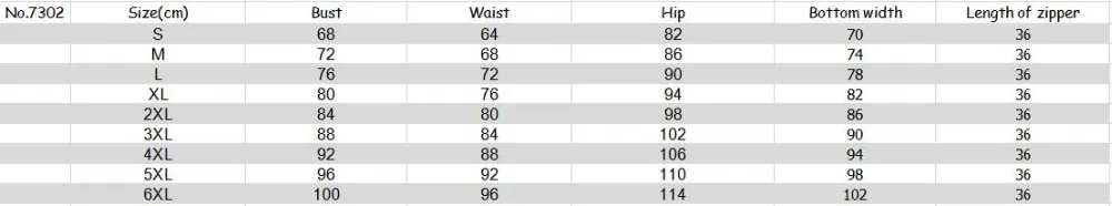 7302 size chart