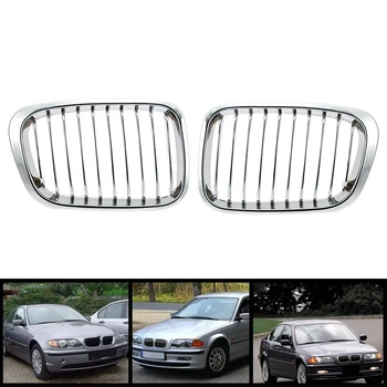 

2X Chrome Front Hood Kidney Grille Grill for BMW 1998-2001 E46 320I 323I 325I 328I 330I 4-Door Sedan