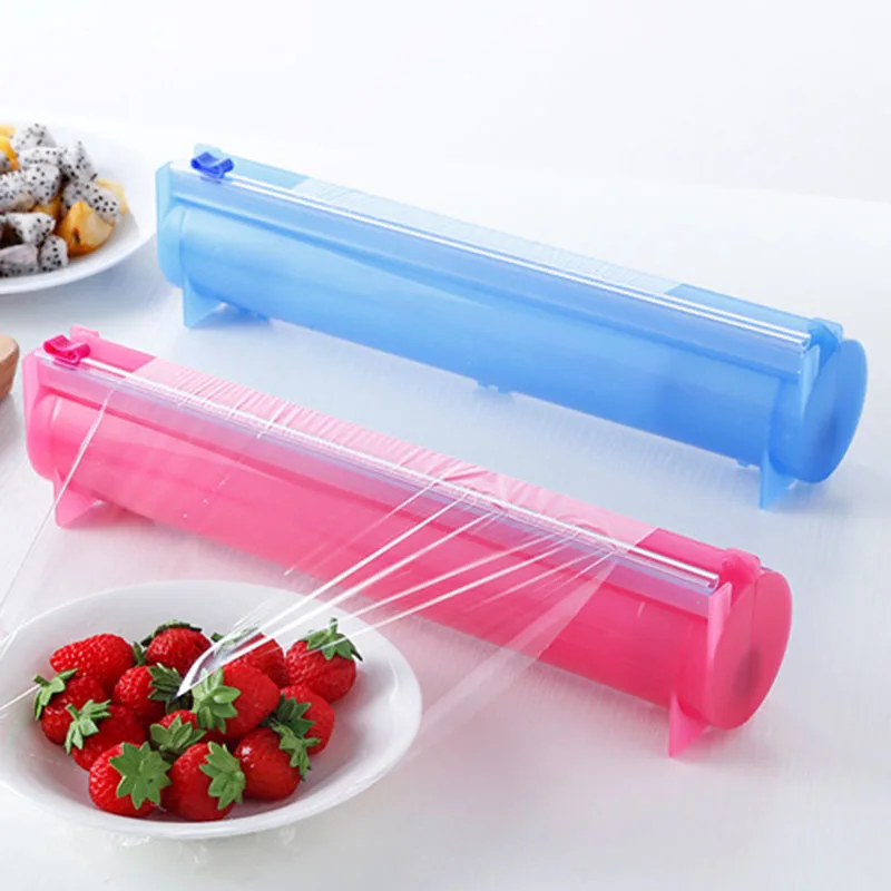 Plastic Wrap Dispenser Aluminum Foil Holder Box for Cutting Film Food Wrap Cling Film Cutter Kitchen Film Organizer
