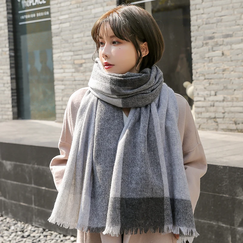 

Korean 100% Wool Scarf Women Shawls and Wraps for Ladies Bufanda Winter Foulard Femme Warm Cashmere Echarpe Pure Wool Scarves