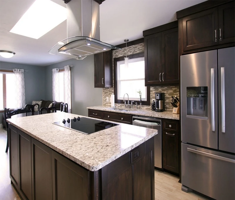 Shaker-dark-color-kitchen-cabinet-with-island