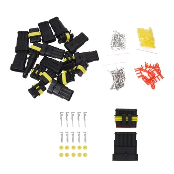 

6 Set Waterproof Connector: 1 Set 10 Pcs Kit 3 Pin Way Electrical Wire Connector Plug & 5 Set 5 Pin Male Connector