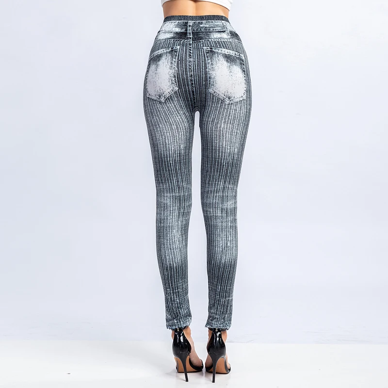 HEFLASHOR, женские джинсовые узкие леггинсы для фитнеса, обтягивающие леггинсы, женские повседневные спортивные Леггинсы с высокой эластичной талией для бега, леггинсы с эффектом пуш-ап
