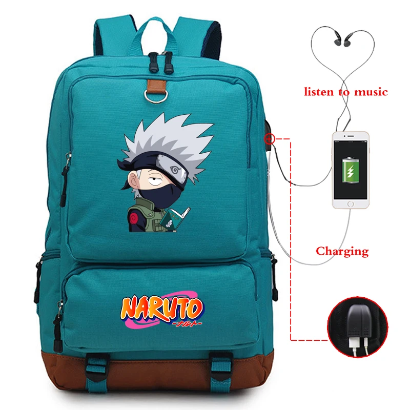 Унисекс Наруто печать usb зарядка Bookbag веселый рюкзак для мальчиков/девочек Студенческая Школьная Сумка подростковая повседневная большая сумка