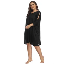 AliExpress платье большого размера, v-образный вырез, рукав три четверти, средняя длина, солнцезащитное платье, женское A1690-2