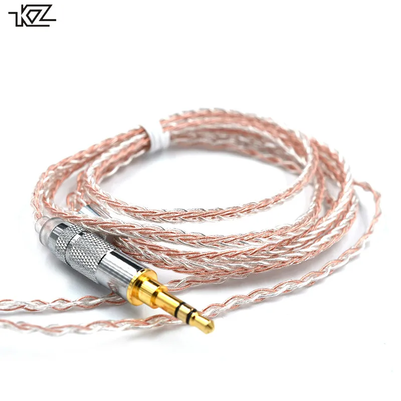 KZ 3 5 мм 2Pin/MMCX 8-жильный Медный Серебряный смешанный кабель используется для SE846