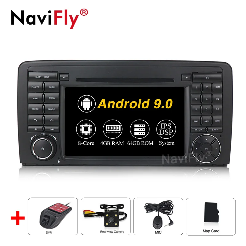 NaviFly Android 9 PX5 4 Гб+ 64 Гб ips экран DSP автомобильный проигрыватель с радио и GPS для Mercedes Benz R Class W251 R280 R300 R320 R350 для автомобиля, dvd мультимедийный плеер навигационный головное ус - Цвет: 4GB-64GB-Cam-DVR
