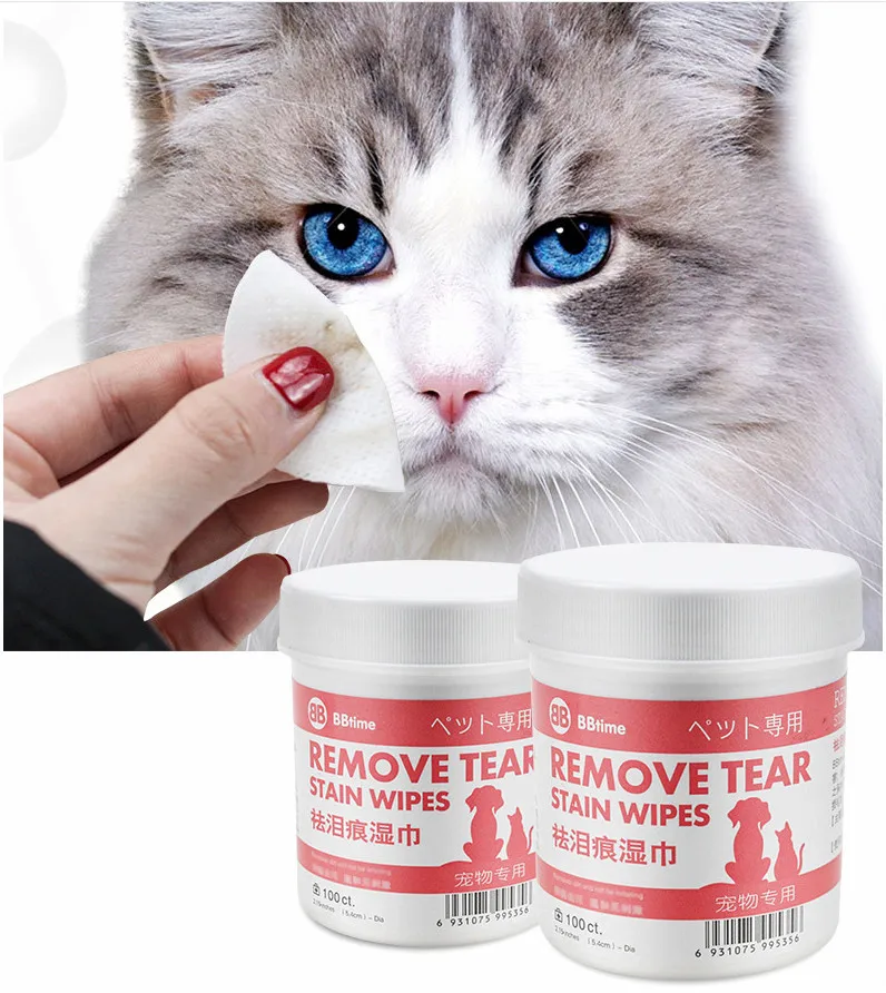 100pcs/set Pets Dogs Cats Eyes Cleaning Wet Wipes Tear Stain Remover