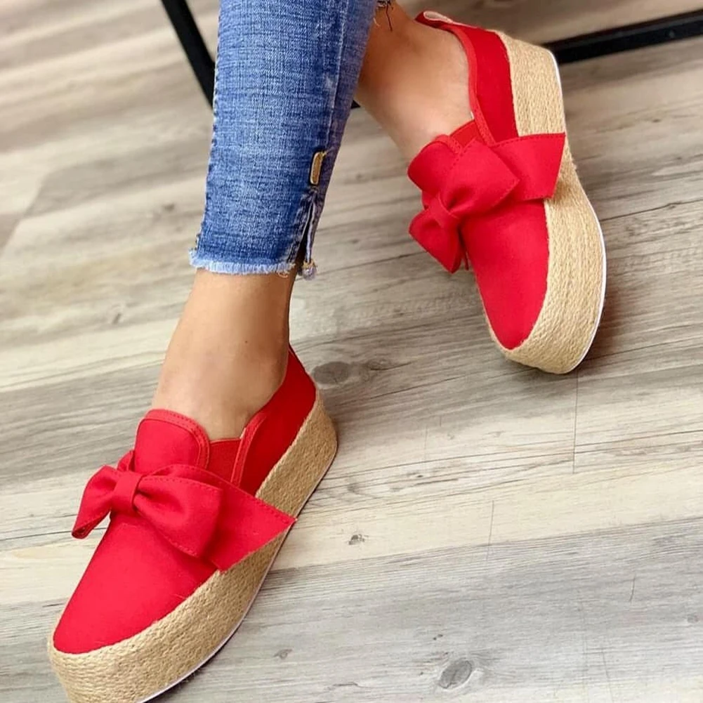 DoraTasia 2020 New Arrivals Large Size 43 Women Loafers Flats Round Toe Med Heel Butterfly-kont Flats Spring/Autumn Woman Shoes