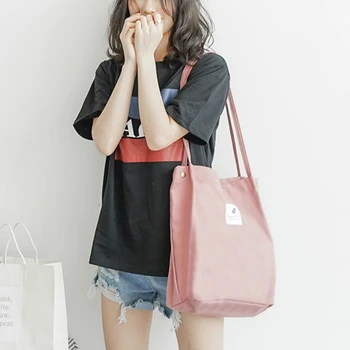 

Simple Women Canvas Handbags Cotton Candy Colors Student Girls Shoulder Bags Fashion Ladies Reusable Shopping Bags Casual Tote