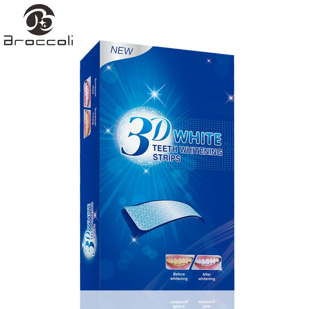 

Broccoli 14 Pair 3D White Gel Teeth Whitening Strips Oral Hygiene Care Double Elastic Teeth Strips Whitening Dental Bleaching