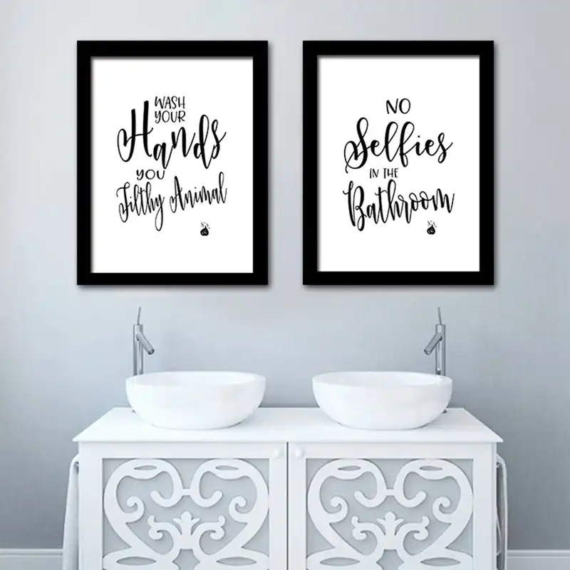 Funny Bathroom Sign Canvas Poster Wall Art Prints , No Selfies Enjoy