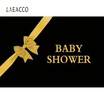 

Black Pattern For Baby Shower Baptism My First Communication Gold Ribbon Customized Banner Photo Background Photography Backdrop