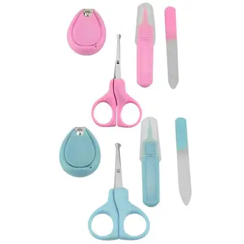 

4pcs/set Baby Care Tools Kit Kids Portable Convenient Nail Clipper Nail File Scissor Ear Spoon Infant Healthcare Kits