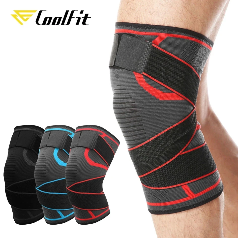 CoolFit 1PCS Dual use Pressurized Knee Pads Strap Removable Knee Brace Support Crossfit Fitness Running Sports Knee Protector