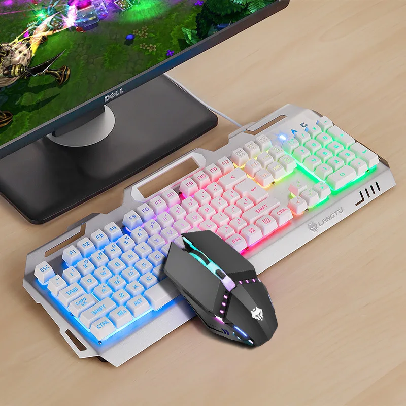 Набор игровой клавиатуры с 104 клавишами проводная USB клавиатура подсветкой RGB для