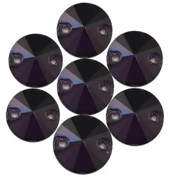 dark purple Zsbszc круглый кристалл стекло много цветов пришитые стразы с плоской задней стороной пришитые камни для свадебного платья 8mm10mm12mm14mm16mm18mm ZZ049 - Цвет: dark purple