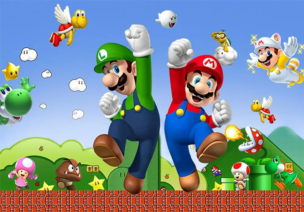 GFUITRR Marios Bros фон для фотосъемки детский душ Детский 1 день Рождения Вечеринка фото фон игра виниловый фото стенд реквизит