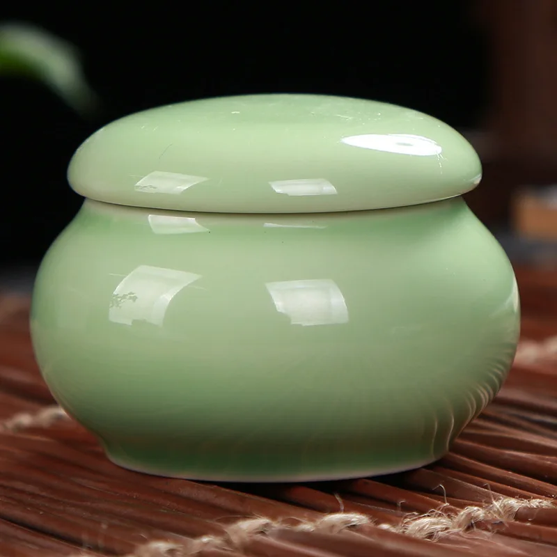 Mini Tea Box Glazed Ceramic Jar Storage Boxes Pottery Jar Airtight Coffee Box Kitchen Food Storage Pots Ointment 16 Colors tea tin box tea canister