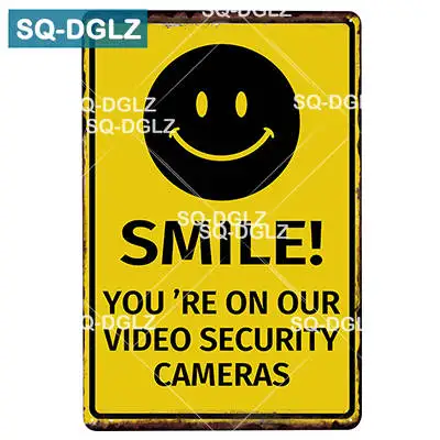Tanio [SQ-DGLZ] SMILE SECURITY metalowa tabliczka z napisami wystrój pubu sklep