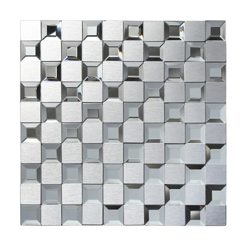 

11pcs / Box Metal Glass Mosaic Tile TV Background Wall Silver Mirror Simple Modern Porch Wall Sticker