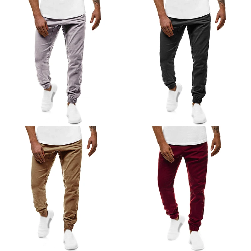 Мужские брюки повседневные брюки шаровары для бега однотонные спортивные с резинкой на талии брюки