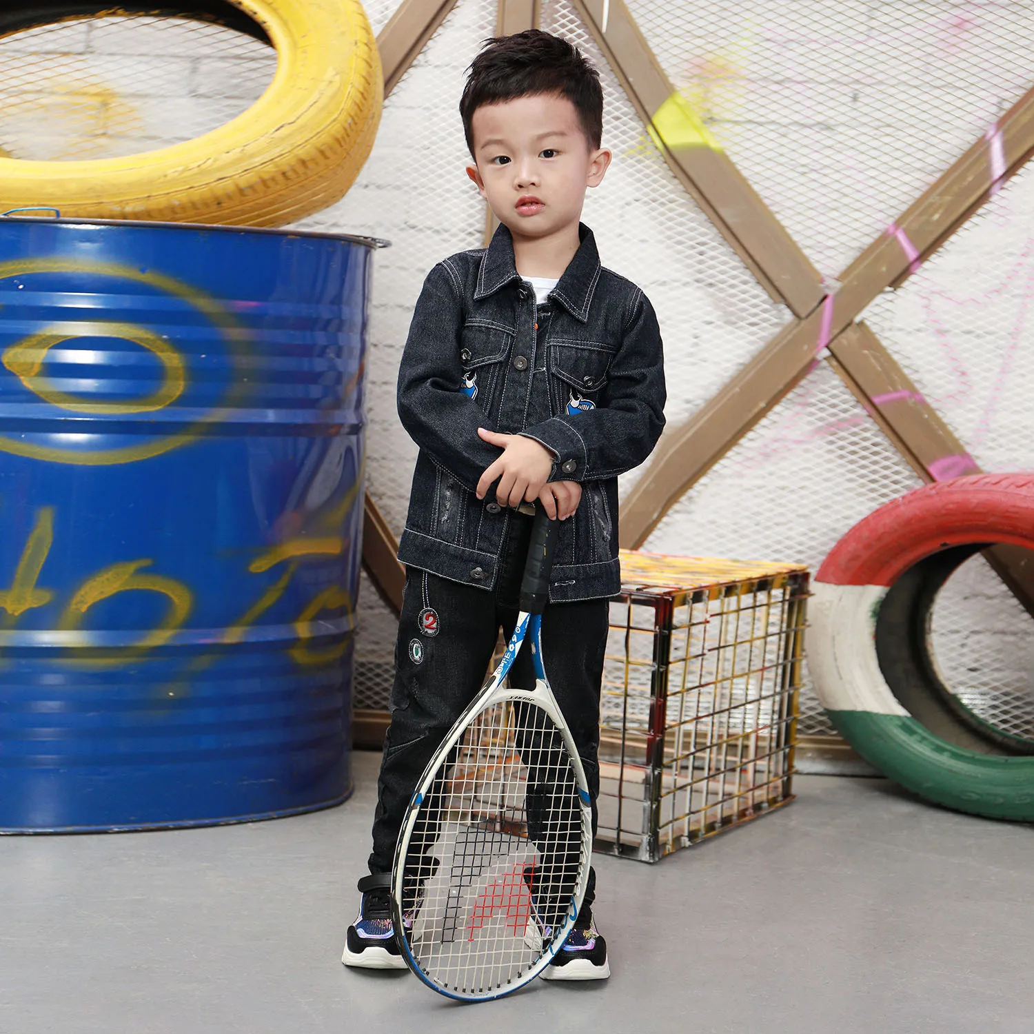 

Kids' Overcoat 2019 Autumn New Style Big Boy Coat Puppy Embroidered Denim Jacket BOY'S