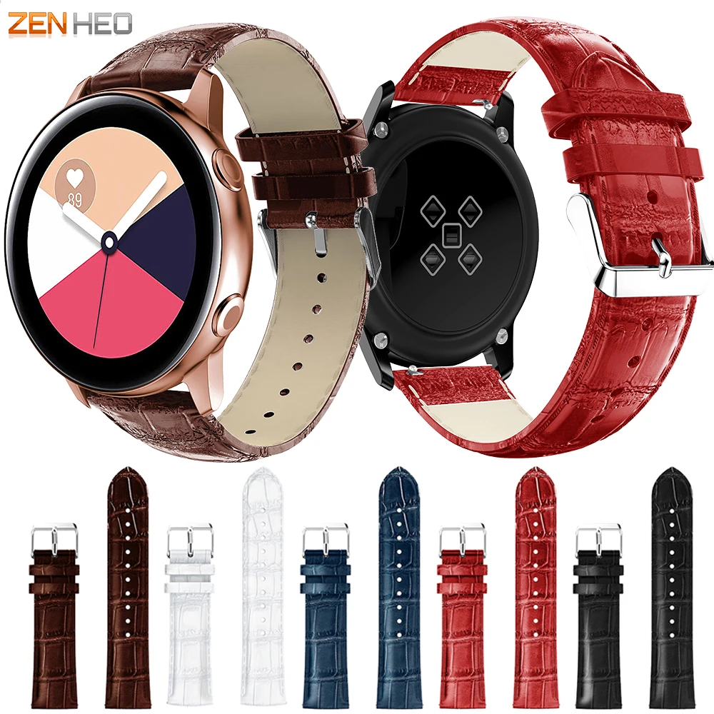 Ремешок кожаный 20 мм для смарт часов Samsung Galaxy Watch Active/Galaxy 42 мм/Gear S2 браслет Huami Amazfit