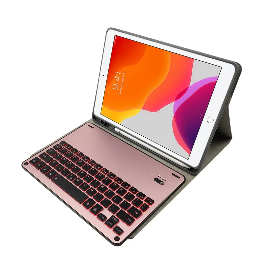 Кожаный чехол-подставка для iPad 7th Gen 10,2 дюймов с подсветкой и клавиатурой, умный чехол, чехол kaws estojo escolar