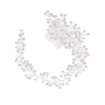 

1pc Hair Comb Elegant Flower Imitation Pearl Hair Comb Bridal Jewelry Insert Comb