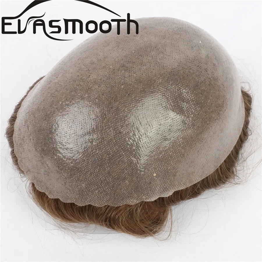 0.12mm With Knot Men Natural Human Hair Toupee Full Pu Wig Male Replacement System Indian Hair Wigs human hair toupee