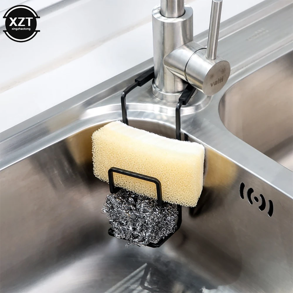 Iron Sink Drain Rack Faucet Hanging Sponge Storage Soap Stand Dish Cloth Shelf Drying Holder Household Kitchen Storage Organizer storage rack,wall mounted organizer,clothes drying rack,hanging storage organizer,sink sponge holder,hanging storage rack