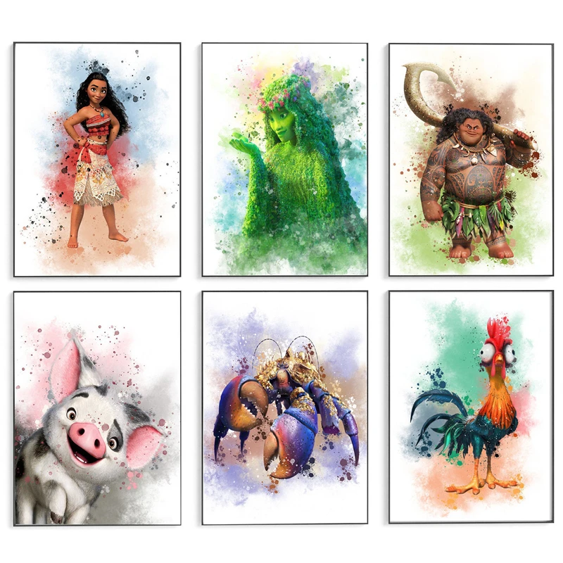 Disney Moana Characters Canvas Picture Art Paintings Art Effect Poster Prints Wall Art Pictures For Living Room Home Decoration Painting Calligraphy Aliexpress