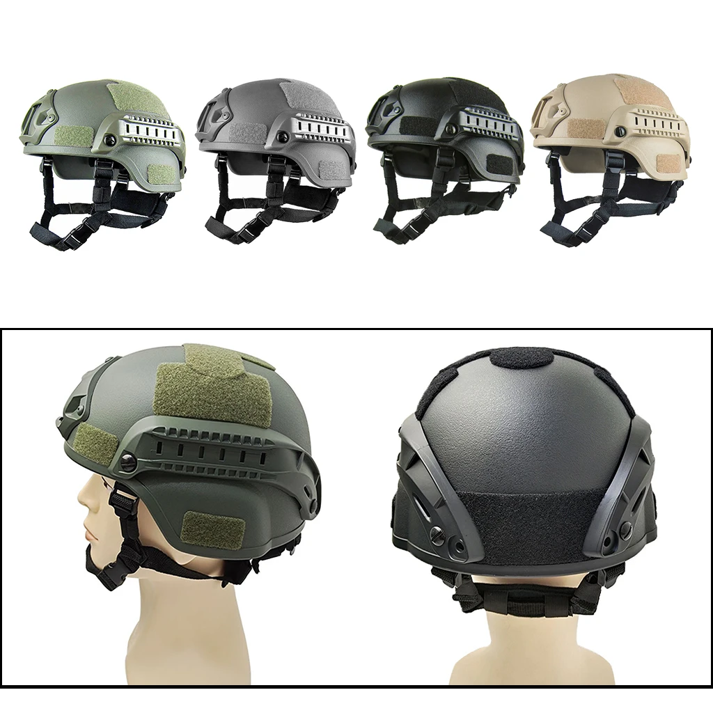 High Quality ABS Tactical Helmet Adjustable Military Helmet w/ Side Rails Outdoor Tactical Painball CS SWAT Riding Protect Gear
