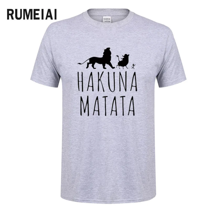 

2019 Summer Cotton T-Shirts HAKUNA MATATA Men's Big Size T Shirts Short Sleeve Slim Fit Fashion Tops & Tees Male Clothing XXL