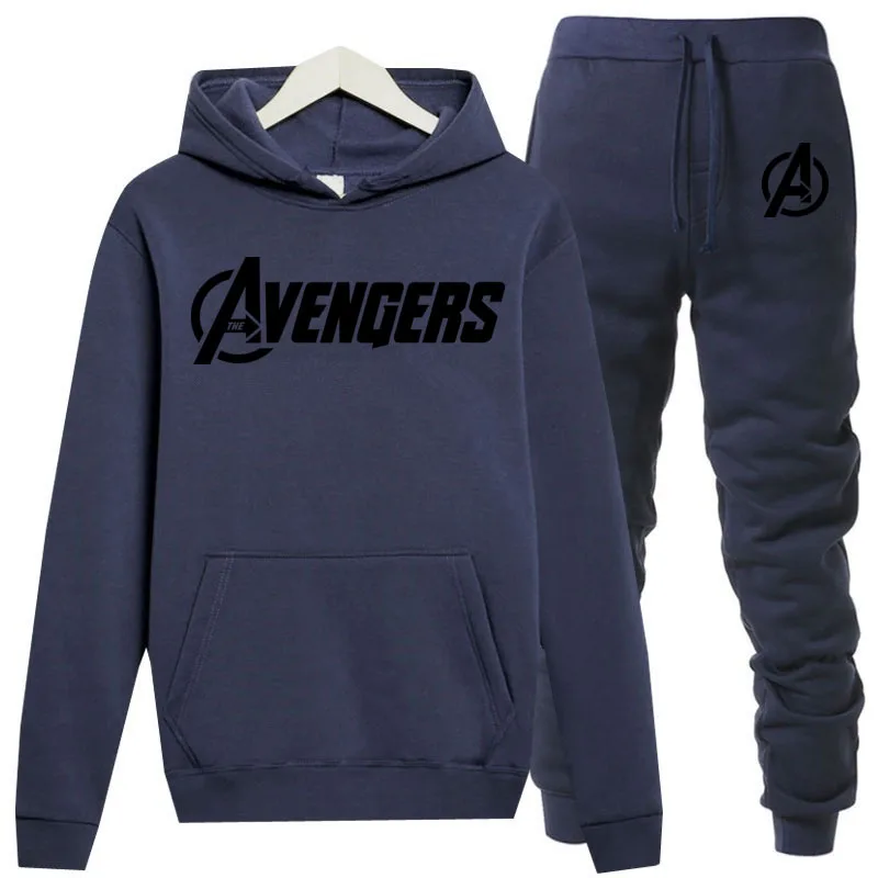 60% OFF 2020 new The Avengers Letter printing   men hoodies sweatpants warm fleece suit mens pullover brand casual sports series  male