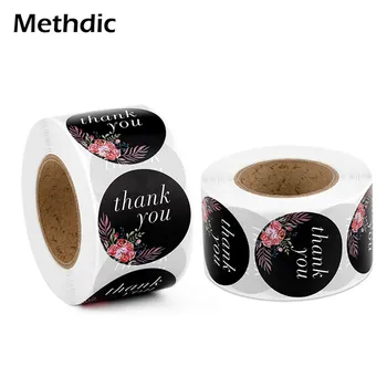 

Custom Logo Printing Round Thank you Label 500 labels/roll Thank You Stickers Roll
