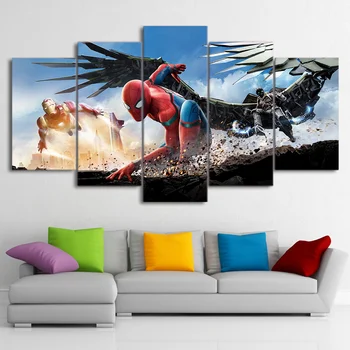

5 Piece Canvas Wall Art Painting Wall Art HD Print Spider-Man Homecoming Canvas For Living Room Home Decor Picture Decoration