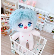 

20cm Blue Hiar Doll Naked Toy Star Humanoid Plush Dolls Clothes Accessories