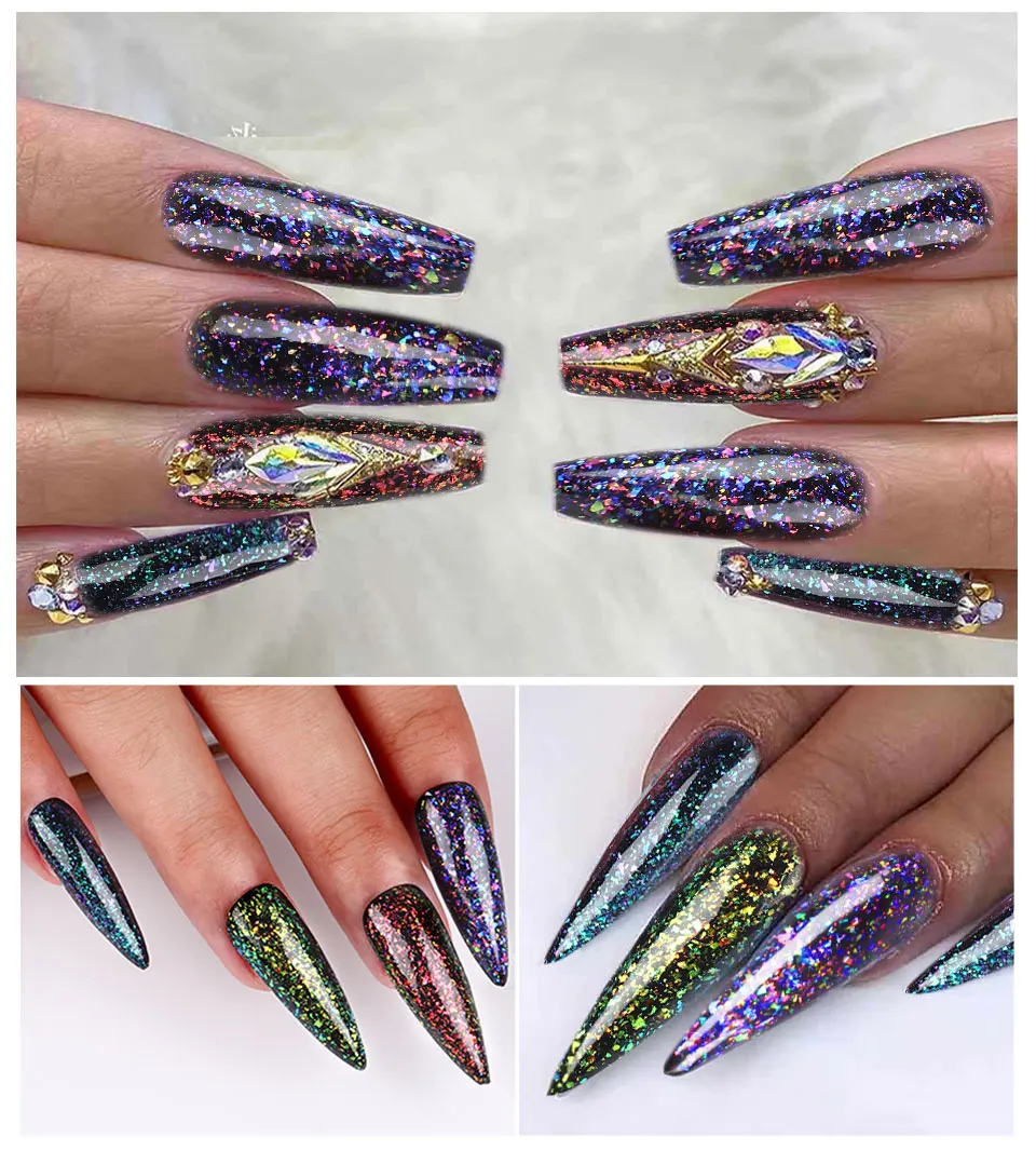 Гель-лак для ногтей SAVILAND Sequin Splendid Top Coat 2 в 1 Гель-лак 6 цветов Блестящий УФ-лазер эффект хамелеона ногтей