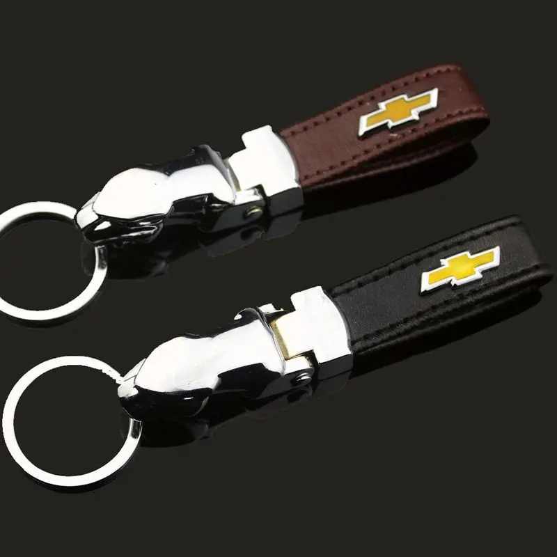 

Applicable to Chevrolet series car leather keychain New creative leopard head series car logo keychain Pendant Q106